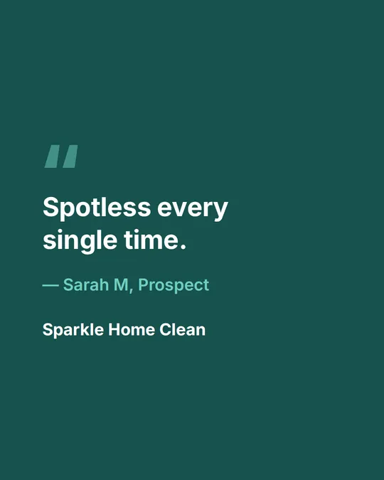 Quote card: a deep-teal social post with an oversized quote mark and a short brand statement